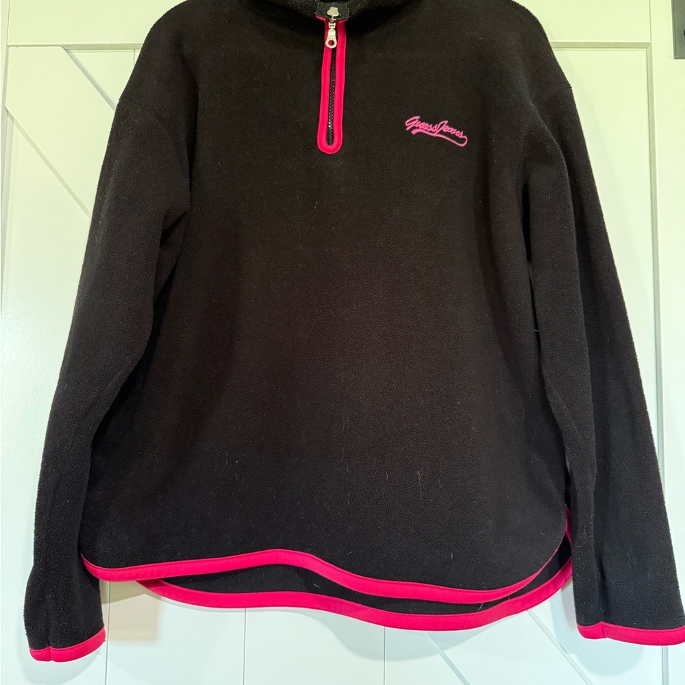 Guess Black Pullover with Pink Trim